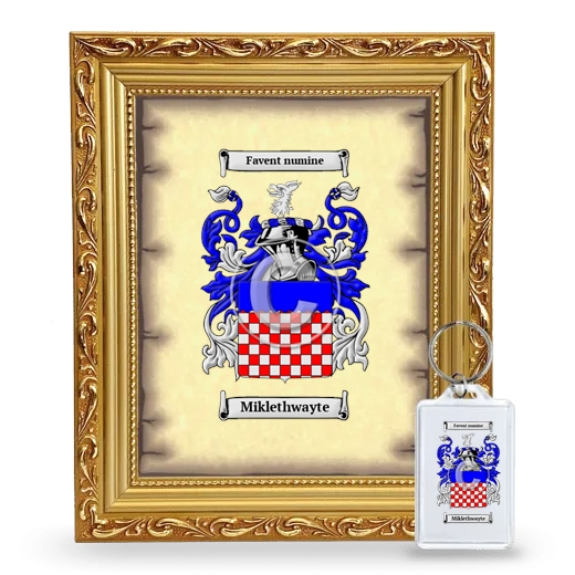 Miklethwayte Framed Coat of Arms and Keychain - Gold