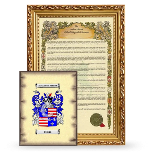 Miska Framed History and Coat of Arms Print - Gold