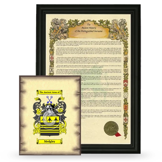 Medgley Framed History and Coat of Arms Print - Black