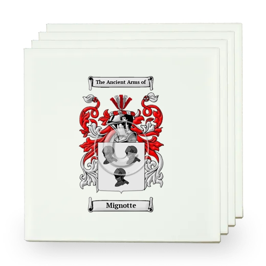 Mignotte Set of Four Small Tiles with Coat of Arms