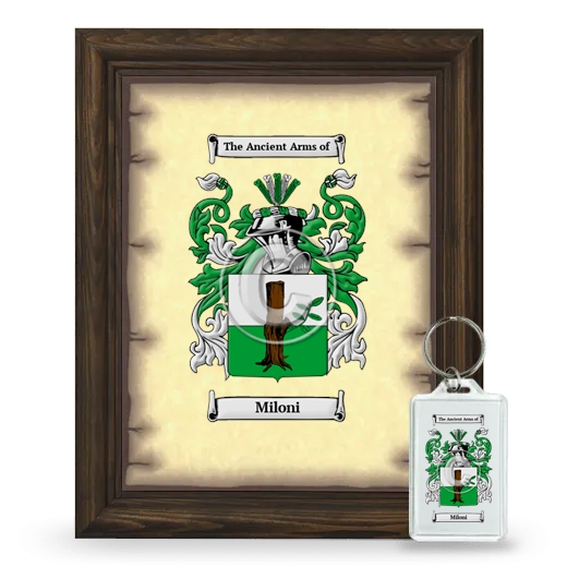Miloni Framed Coat of Arms and Keychain - Brown