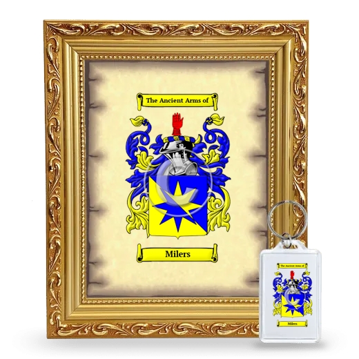 Milers Framed Coat of Arms and Keychain - Gold