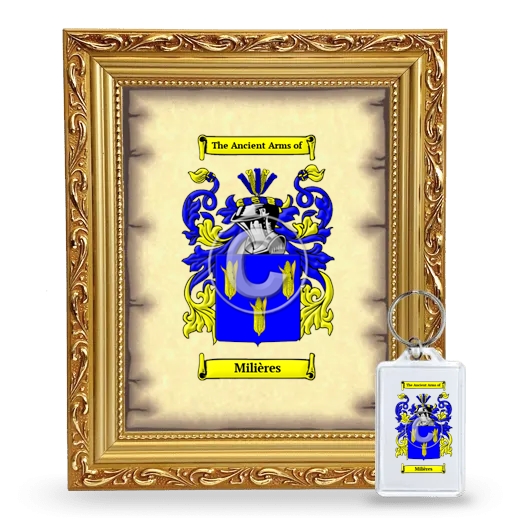 Milières Framed Coat of Arms and Keychain - Gold