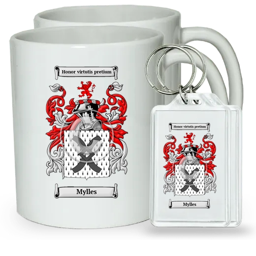 Mylles Pair of Coffee Mugs and Pair of Keychains