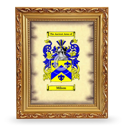 Milson Coat of Arms Framed - Gold