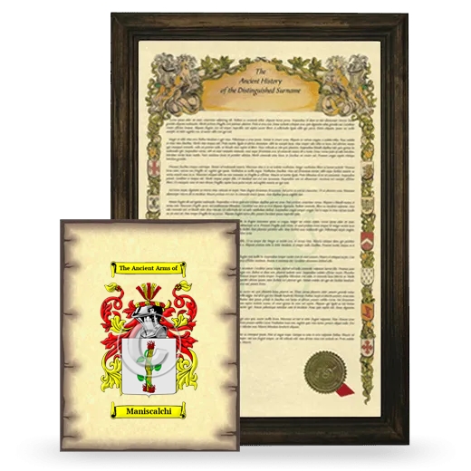 Maniscalchi Framed History and Coat of Arms Print - Brown