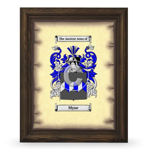 Myne Coat of Arms Framed - Brown