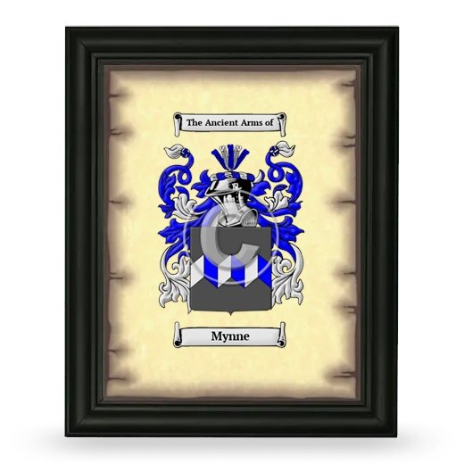 Mynne Coat of Arms Framed - Black