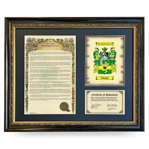 Minnigh Framed Surname History and Coat of Arms- Heirloom