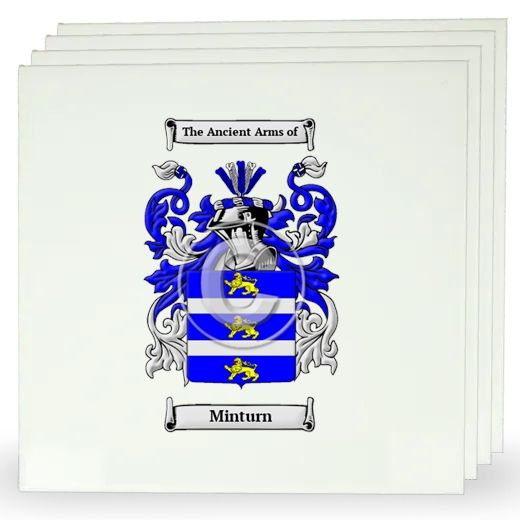 Minturn Set of Four Large Tiles with Coat of Arms
