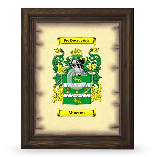 Mineton Coat of Arms Framed - Brown