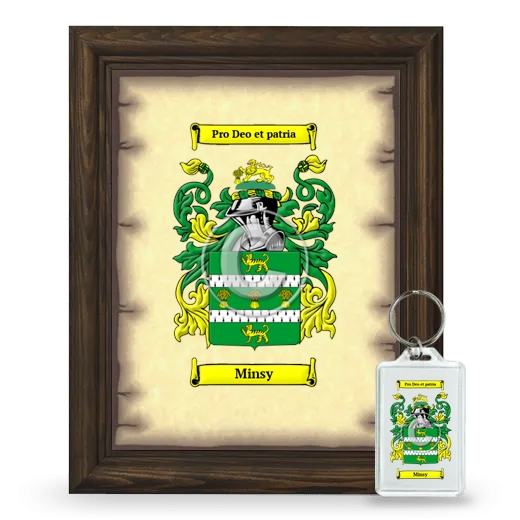 Minsy Framed Coat of Arms and Keychain - Brown