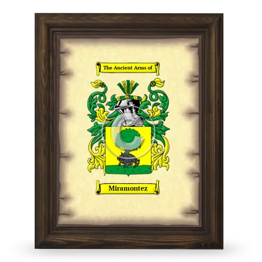 Miramontez Coat of Arms Framed - Brown