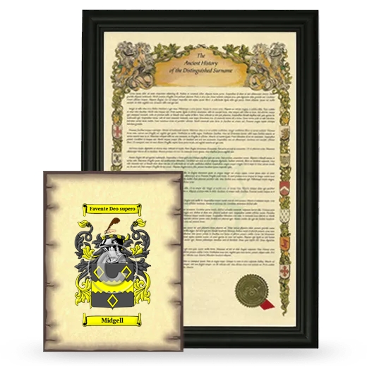 Midgell Framed History and Coat of Arms Print - Black