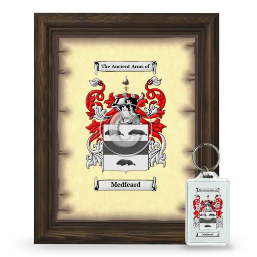 Medfeard Framed Coat of Arms and Keychain - Brown