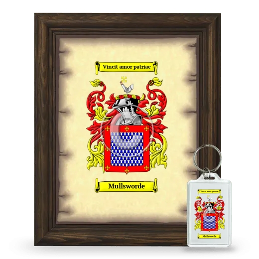 Mullsworde Framed Coat of Arms and Keychain - Brown