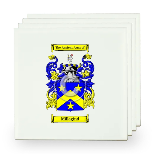 Millagind Set of Four Small Tiles with Coat of Arms