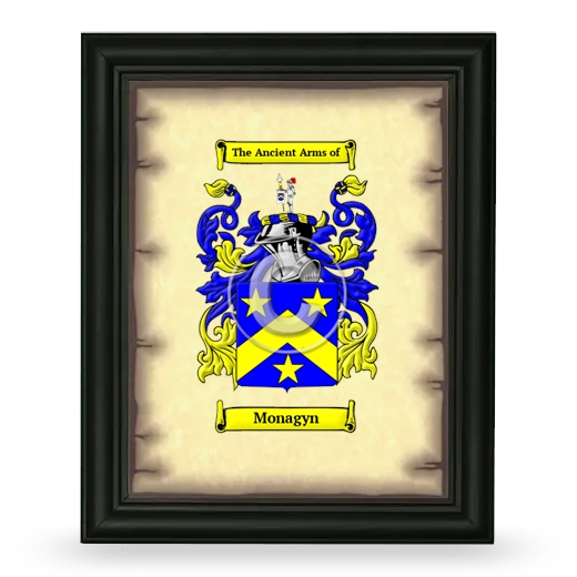 Monagyn Coat of Arms Framed - Black