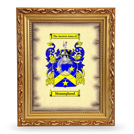 Monneghand Coat of Arms Framed - Gold
