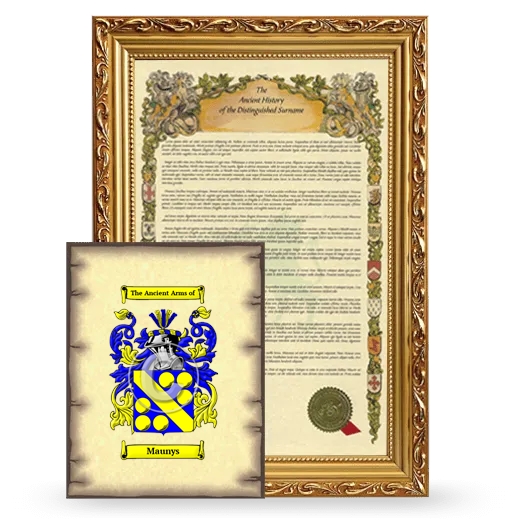 Maunys Framed History and Coat of Arms Print - Gold