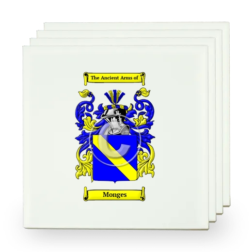 Monges Set of Four Small Tiles with Coat of Arms