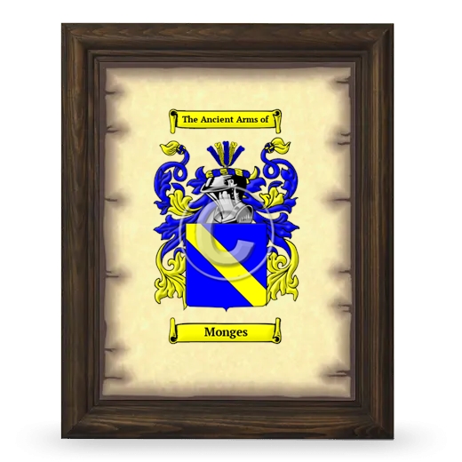 Monges Coat of Arms Framed - Brown