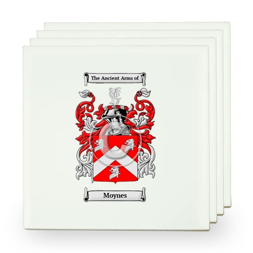 Moynes Set of Four Small Tiles with Coat of Arms