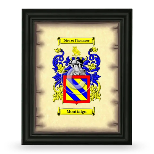 Monttaigu Coat of Arms Framed - Black