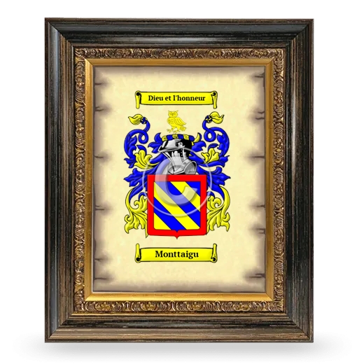 Monttaigu Coat of Arms Framed - Heirloom