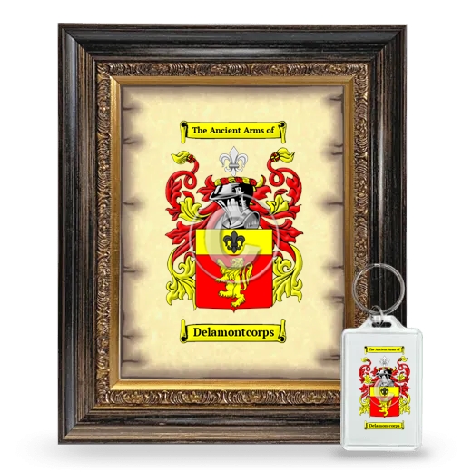 Delamontcorps Framed Coat of Arms and Keychain - Heirloom