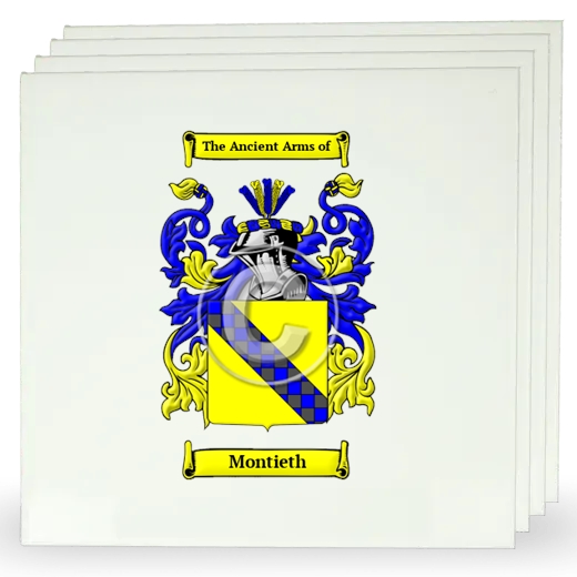 Montieth Set of Four Large Tiles with Coat of Arms