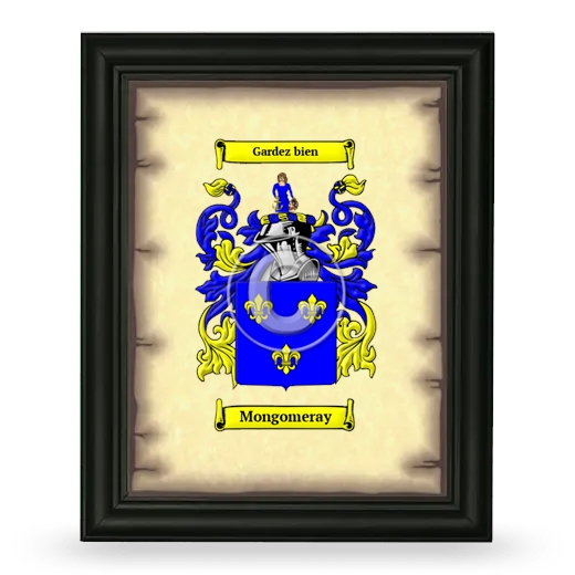 Mongomeray Coat of Arms Framed - Black