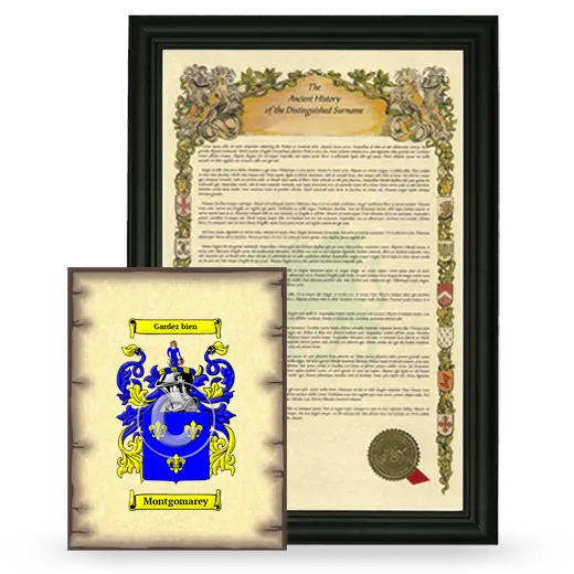 Montgomarey Framed History and Coat of Arms Print - Black