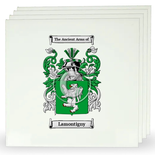 Lamontigny Set of Four Large Tiles with Coat of Arms