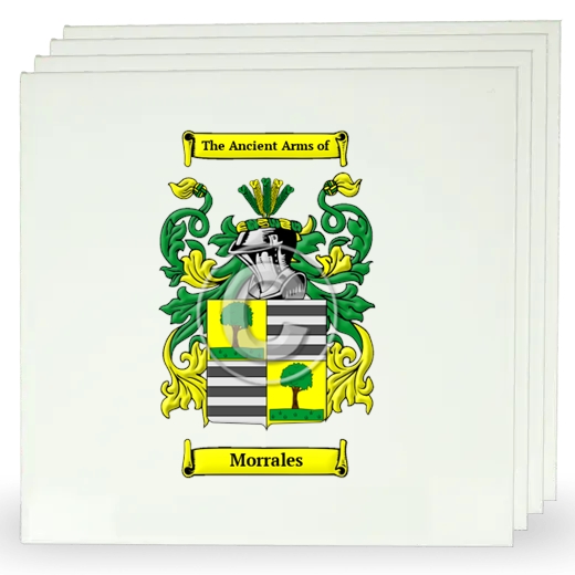 Morrales Set of Four Large Tiles with Coat of Arms