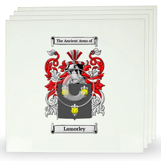 Lamorley Set of Four Large Tiles with Coat of Arms