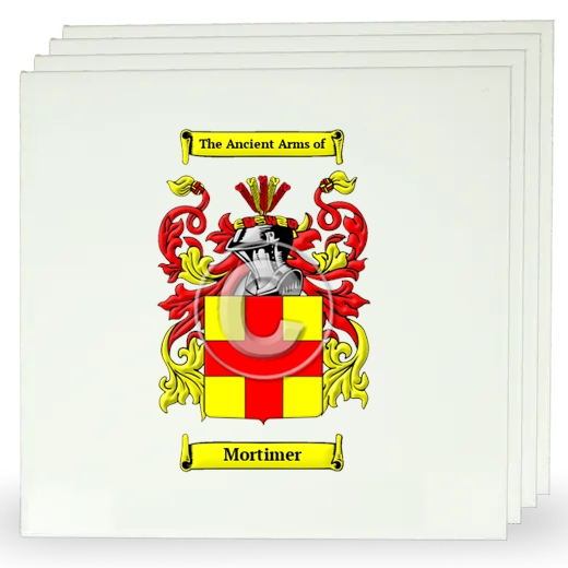 Mortimer Set of Four Large Tiles with Coat of Arms