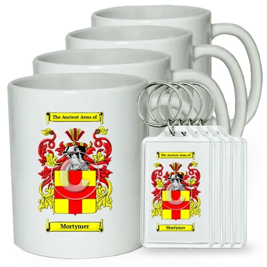 Mortymer Set of 4 Coffee Mugs and Keychains