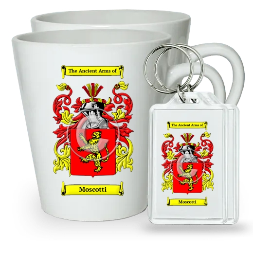 Moscotti Pair of Latte Mugs and Pair of Keychains
