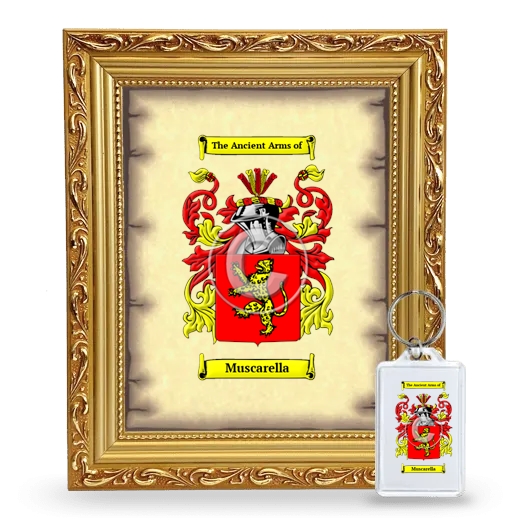 Muscarella Framed Coat of Arms and Keychain - Gold