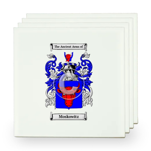 Moskowitz Set of Four Small Tiles with Coat of Arms