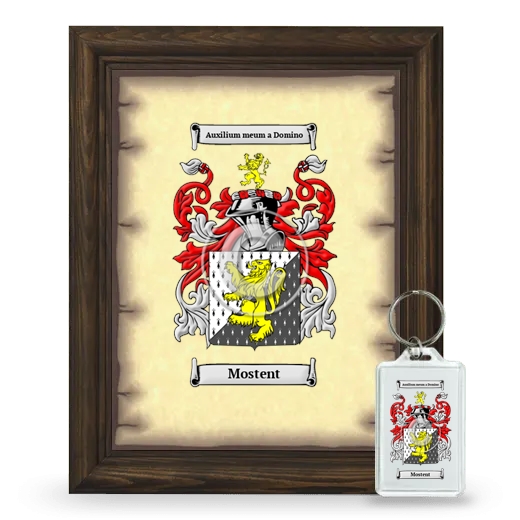 Mostent Framed Coat of Arms and Keychain - Brown