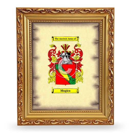 Mugica Coat of Arms Framed - Gold