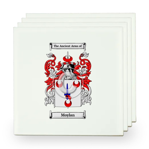 Moylan Set of Four Small Tiles with Coat of Arms