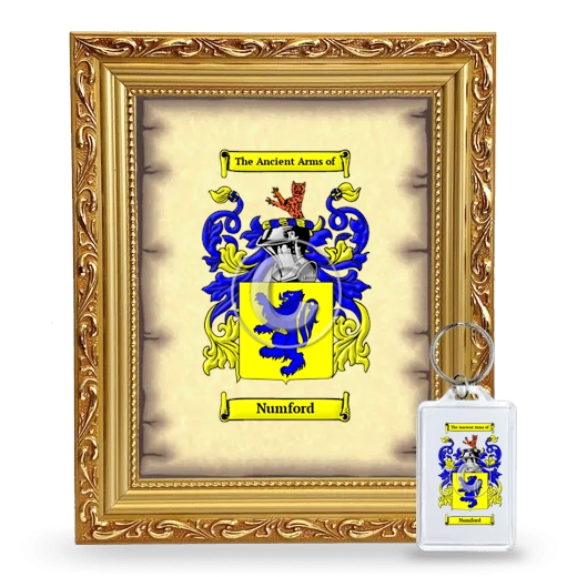 Numford Framed Coat of Arms and Keychain - Gold