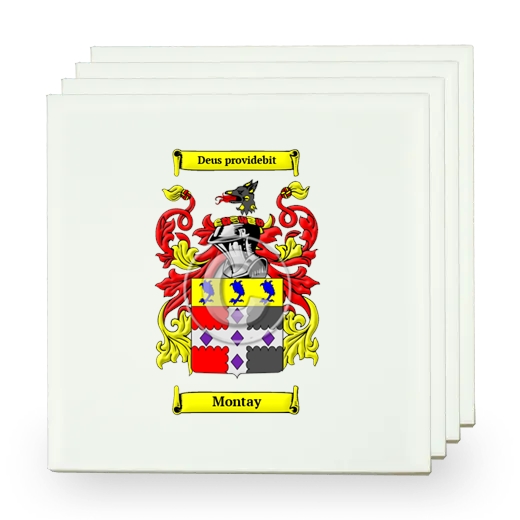 Montay Set of Four Small Tiles with Coat of Arms