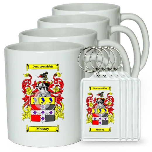 Montay Set of 4 Coffee Mugs and Keychains