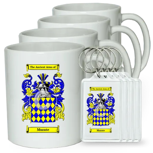 Murate Set of 4 Coffee Mugs and Keychains