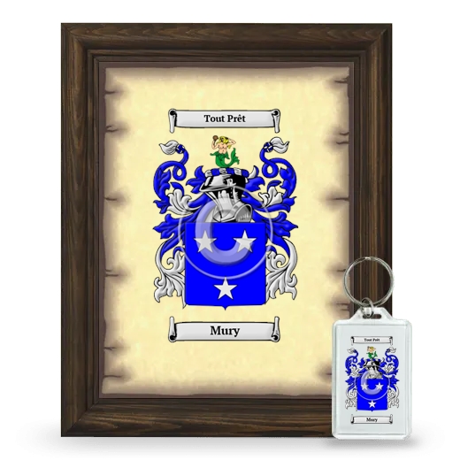 Mury Framed Coat of Arms and Keychain - Brown