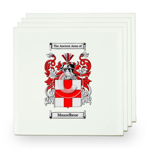 Musselbroe Set of Four Small Tiles with Coat of Arms